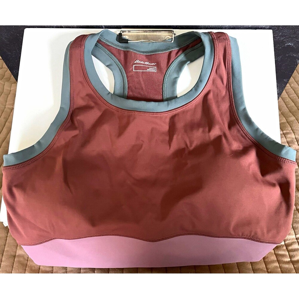 Eddie Bauer Guide Trek Sports Bra Wireless Racerback Pullover Redwood L